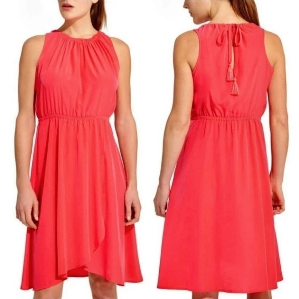 Athleta‎ Neon Coral Tassel Wrap Dress Size XS